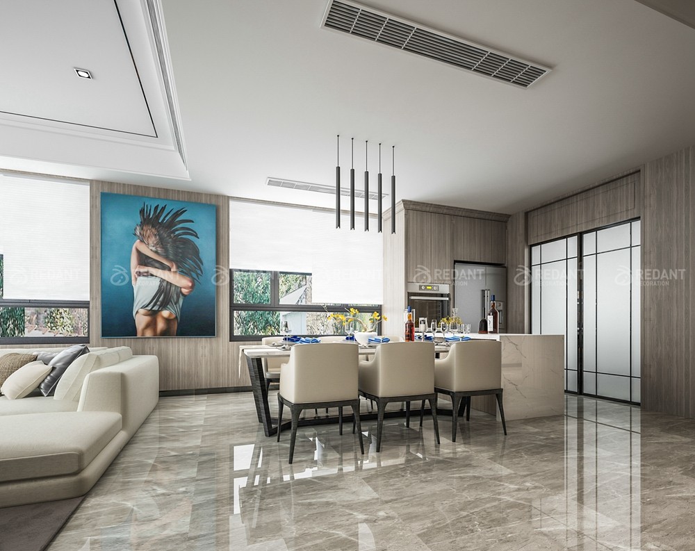 碧桂园凤凰岛500㎡新中式偏现代风格别墅装修案例