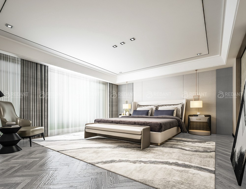 碧桂园凤凰岛500㎡新中式偏现代风格别墅装修案例